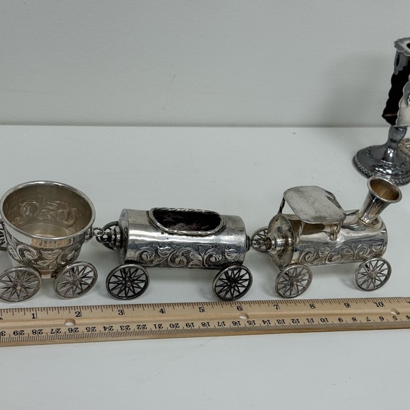 925 Sterling Silver Judaica Sterling Silver 3 Piece "Train" Set - Picture 4 of 12